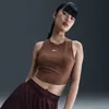 Nike Women's  Sportswear Chill Knit Tight Cropped Mini-rib Tank Top In Brown