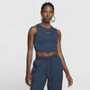 Nike Women's  Sportswear Chill Knit Tight Cropped Mini-rib Tank Top In Armory Navy/sail