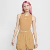 Nike Women's  Sportswear Chill Knit Tight Cropped Mini-rib Tank Top In Brown
