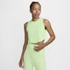 Nike Women's  Sportswear Chill Knit Tight Cropped Mini-rib Tank Top In Green