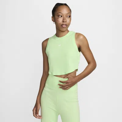 Nike Women's  Sportswear Chill Knit Tight Cropped Mini-rib Tank Top In Green