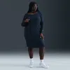 Nike Women's  Sportswear Chill Knit Tight Long-sleeve Midi Mini-rib Dress (plus Size) In Black