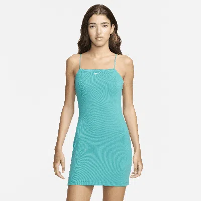 Nike Women's  Sportswear Chill Knit Tight Mini-rib Cami Dress In Blue