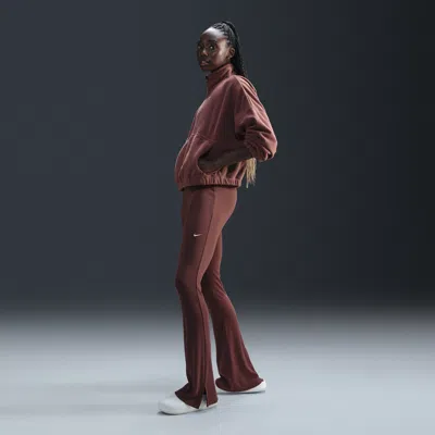 Nike Women's  Sportswear Chill Knit Tight Mini-rib Flared Leggings In Brown