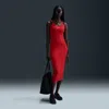 Nike Women's  Sportswear Chill Knit Tight Mini-rib Tank Top Dress In University Red/sail 