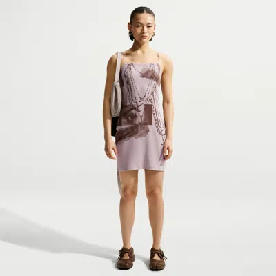 Nike Women's  Sportswear Chill Knit Tight Mini-rib Cami Dress In Brown