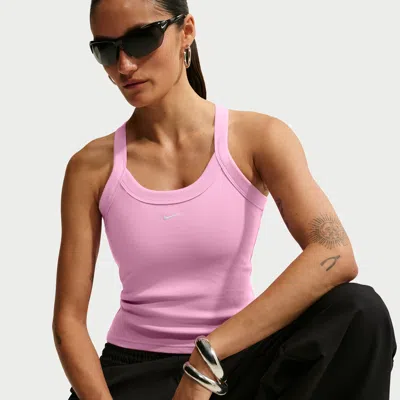 Nike Women's  Sportswear Chill Knit Tight Mini-rib Tank Top In Pink
