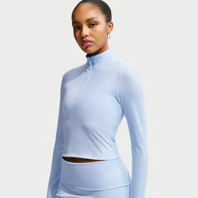 Nike Women's  Sportswear Chill Knit Tight Quarter-zip Long-sleeve Ribbed Top In Blue