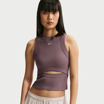 Nike Women's  Sportswear Chill Knit Tight Ribbed Tank Top In Purple
