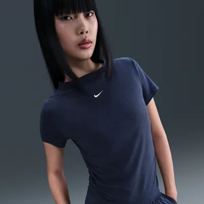Nike Women's  Sportswear Chill Knit Tight Short-sleeve Mock-neck Top