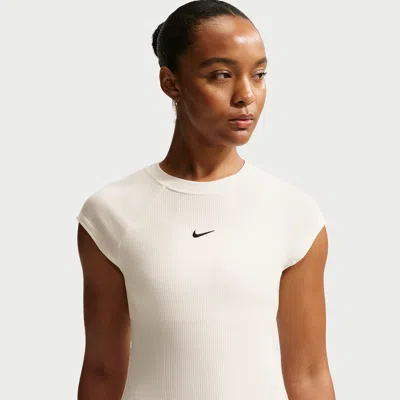 Nike Women's  Sportswear Chill Knit Tight Short-sleeve Ribbed Top In White