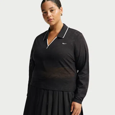 Nike Women's  Sportswear Chill Lace Tight Mod-cropped Long-sleeve Top (plus Size) In Black