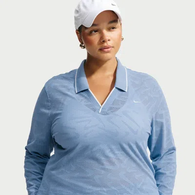Nike Women's  Sportswear Chill Lace Tight Mod-cropped Long-sleeve Top (plus Size) In Blue