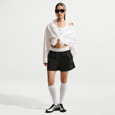 Nike Women's  Sportswear Chill Poplin Loose Mid-rise Shorts In Black