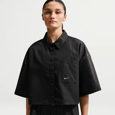 Nike Women's  Sportswear Chill Poplin Oversized Top In Black