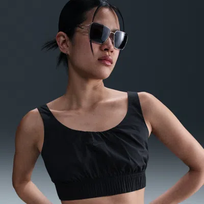 Nike Women's  Sportswear Chill Poplin Slim Cropped Tank Top In Black