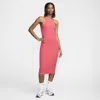 Nike Women's  Sportswear Chill Rib Slim Sleeveless Midi Dress In Aster Pink/aster Pink