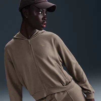 Nike Women's Sportswear Chill Terry Loose-fit Full-zip French-terry Hoodie In Minkbn,sai