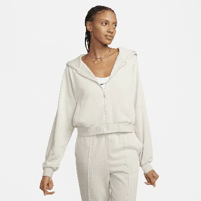Nike Women's  Sportswear Chill Terry Loose Full-zip French Terry Hoodie In Light Orewood Brown/sail