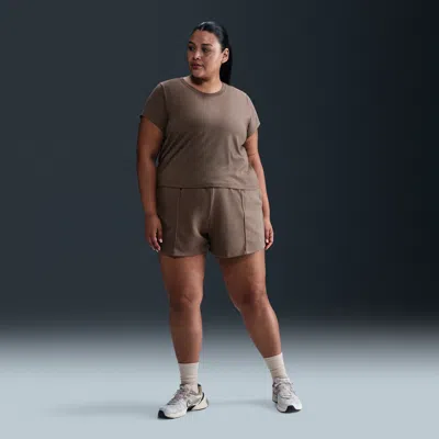 Nike Women's  Sportswear Chill Terry Mid-rise 4" French Terry Shorts (plus Size) In Brown