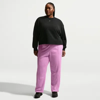 Nike Women's  Sportswear Chill Terry Mid-rise French Terry Open Hem Pants (plus Size) In Purple