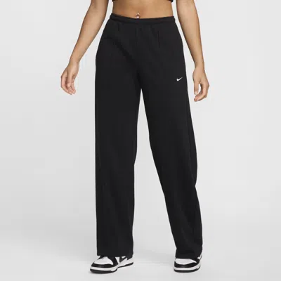 Nike Women's  Sportswear Chill Terry Mid-rise French Terry Open-hem Sweatpants In Black,sail