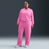Nike Women's  Sportswear Chill Terry Mid-rise French Terry Open-hem Sweatpants (plus Size) In Pink