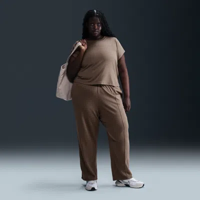 Nike Women's  Sportswear Chill Terry Mid-rise French Terry Open-hem Sweatpants (plus Size) In Brown