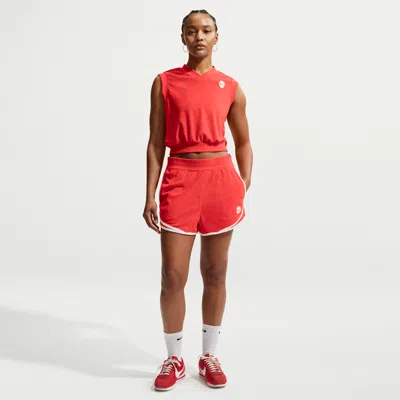 Nike Women's  Sportswear Chill Terry Mid-rise Shorts In Red