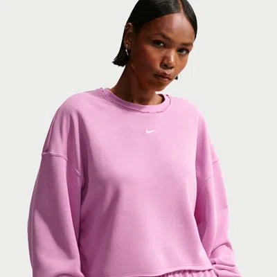 Nike Women's  Sportswear Chill Terry Oversized French Terry Crew-neck Sweatshirt In Pink