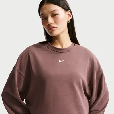 Nike Women's  Sportswear Chill Terry Oversized French Terry Crew-neck Sweatshirt In Brown