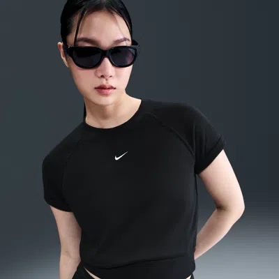 Nike Women's  Sportswear Chill Terry Short-sleeve French Terry Top In Black