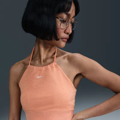 Nike Women's  Sportswear Chill Terry Slim Cropped French Terry Halter Top In Orange