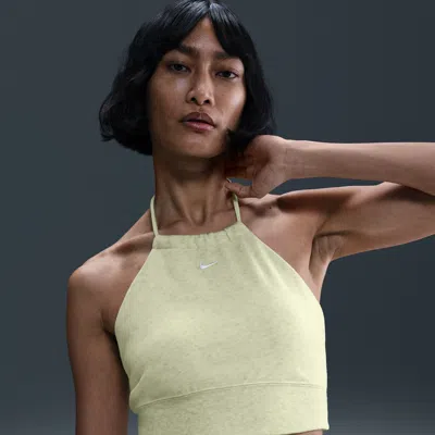 Nike Women's  Sportswear Chill Terry Slim Cropped French Terry Halter Top In Yellow