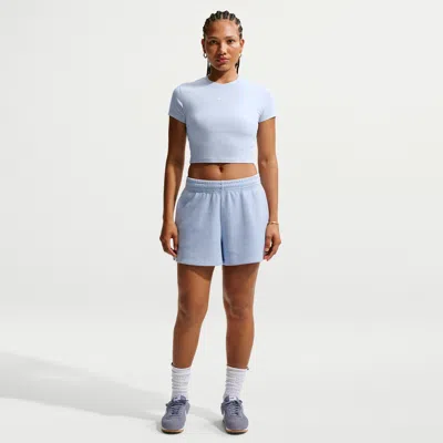 Nike Women's  Sportswear Chill Waffle Loose Mid-rise Shorts In Blue