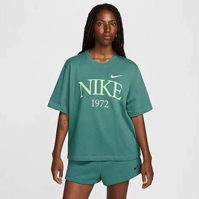Nike Women's Sportswear Classic Boxy T-shirt Size Xl 100% Cotton In Green