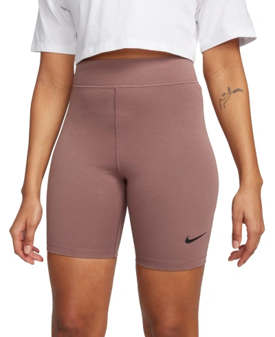 Nike Women's Sportswear Classic High-waist 8" Biker Shorts In Smokey Mauve,black