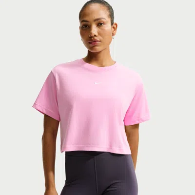 Nike Women's  Sportswear Classic Loose Short-sleeve Cropped T-shirt In Pink