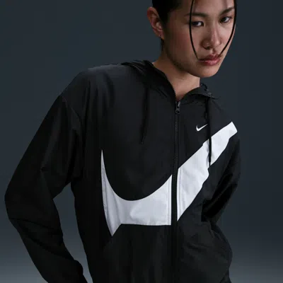 Nike Women's  Sportswear Classic Loose Uv Protection Full-zip Logo Jacket In Black
