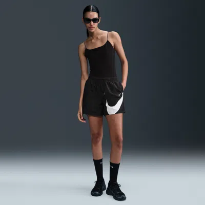 Nike Women's  Sportswear Classic Mid-rise 5" Woven Logo Shorts In Black