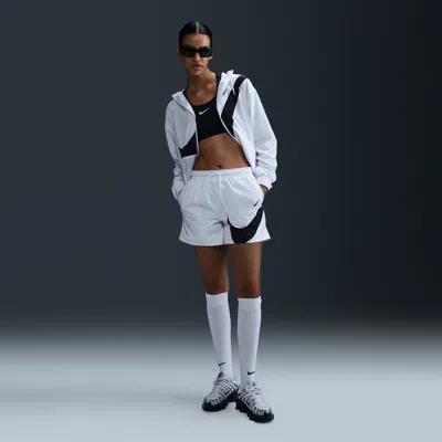 Nike Women's  Sportswear Classic Mid-rise 5" Woven Logo Shorts In White