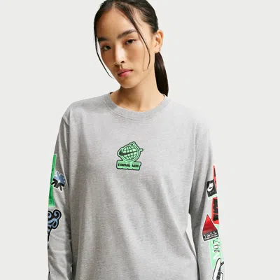 Nike Women's  Sportswear Classic Oversized Long-sleeve T-shirt In Gray