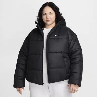 Nike Women's  Sportswear Classic Puffer Therma-fit Loose Hooded Jacket (plus Size) In Black