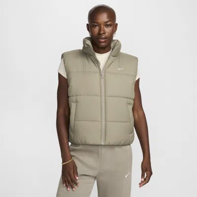 Nike Women's  Sportswear Classic Puffer Therma-fit Loose Vest In Light Army,white