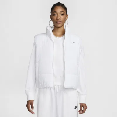 Nike Women's  Sportswear Classic Puffer Therma-fit Loose Vest In White,black