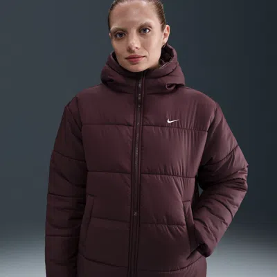 Nike Women's  Sportswear Classic Therma-fit Loose Hooded Parka In Red