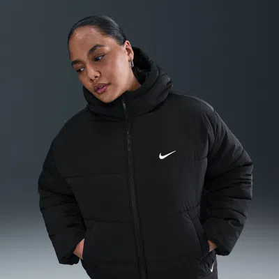Nike Women's  Sportswear Classic Therma-fit Loose Shine Puffer (plus Size) In Black