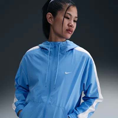 Nike Women's  Sportswear Classic Wovens Loose Uv Hooded Jacket In Blue