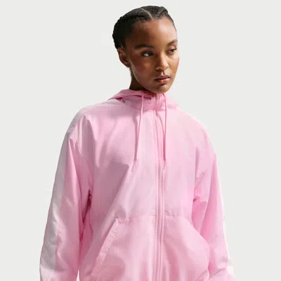 Nike Women's  Sportswear Classic Wovens Loose Uv Hooded Jacket In Pink