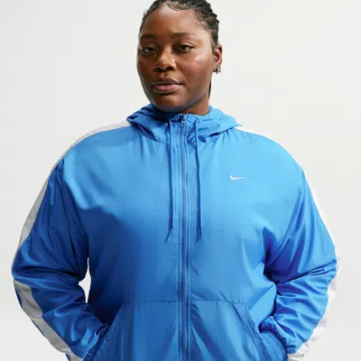 Nike Women's  Sportswear Classic Wovens Loose Uv Hooded Jacket (plus Size) In Blue
